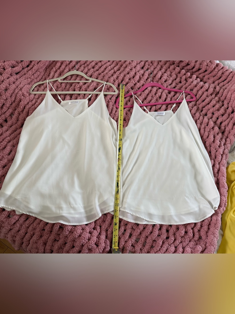 Basic Bundle Evera B White Satin Cami V-Neck Adjustable Strap Tank Top Size M